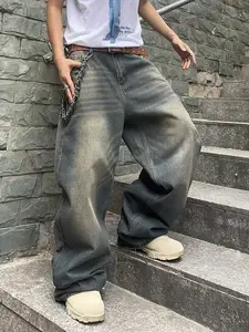Wide Leg Jeans Vintage Baggy Jeans Casual Fall Loose Fit Denim Pants with Pockets