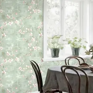 1 Roll Sage Magnolia Peel & Stick Wallpaper, Removable Floral Contact Paper, Floral Peel and Stick Wallpaper, Renter Friendly, No Damage Wall Decor, Room Makeover, Wedding Gift