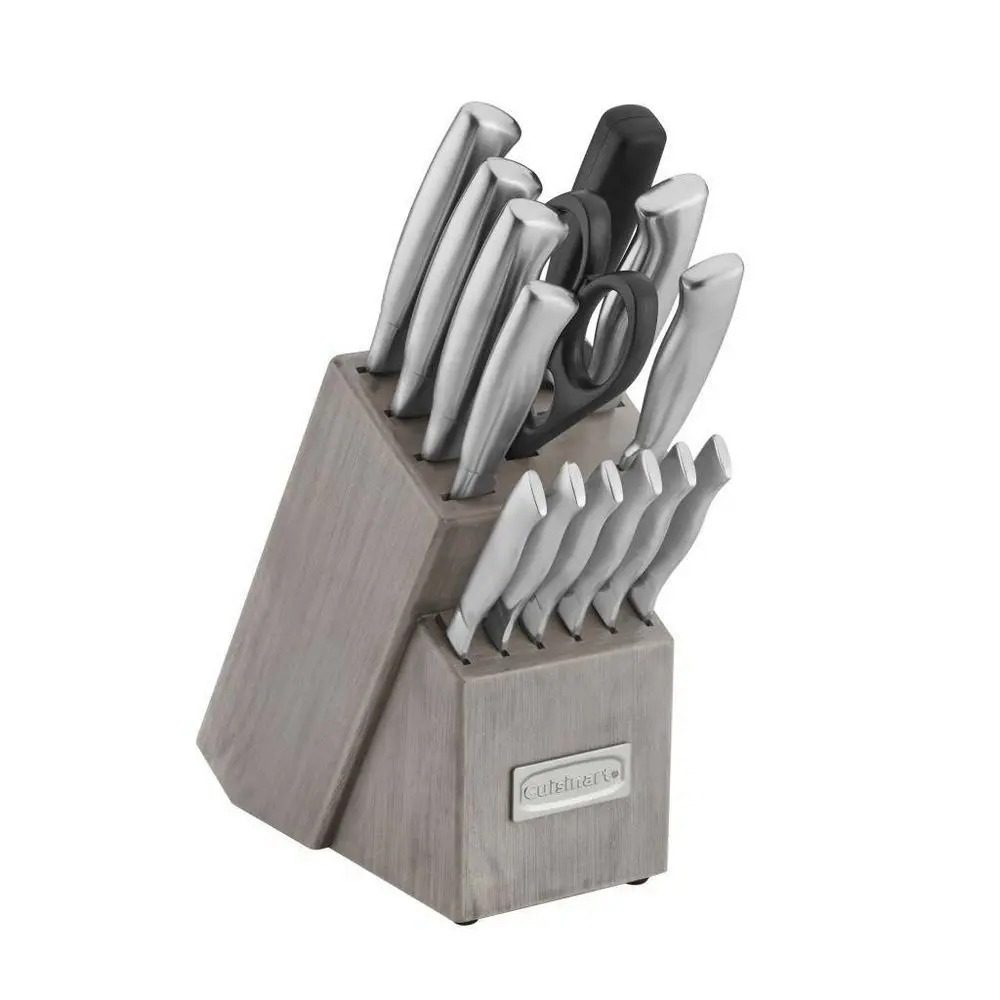 Cuisinart Classic 15pc Stainless Steel Knife Block Set - C77SS-15PT: Forged Cutlery Serrated Blades Hand Wash Care