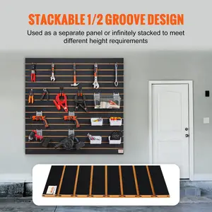 VEVOR Slatwall Panels, TikTokShopBlackFriday, 4 ft x 2 ft Black Garage Wall Panels 24"H x 48"L (Set of 2 Panels), Heavy Duty Garage Wall Organizer Panels Display for Retail Store, Garage Wall, and Craft Storage Organization