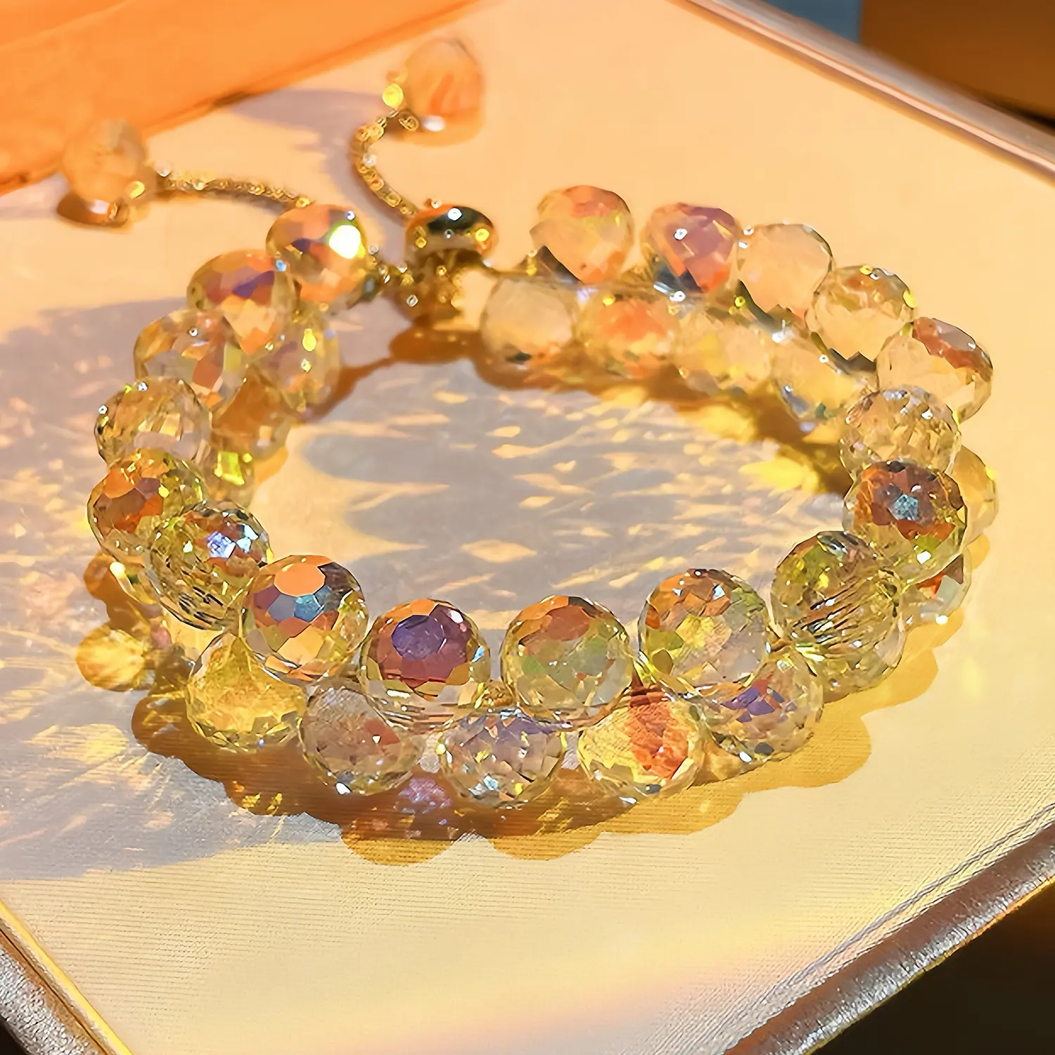 Double-layer Transparent Colorful Crystal Charm Bracelets for Women for Girls Bracelets, Hand Mystery Jewelry Friendship Bracelet, Attracting Love and Good Luck Birthday Holiday Anniversary Mother's Day Gifts springtok