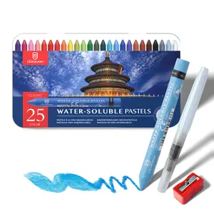 Water Soluble Pastels, Watercolor Pastels Set for Beginners and Hobbyists, Includes Sharpener, Palette & Brush for Vibrant Art Creations