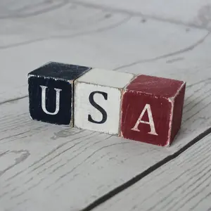 Patriotic Usa Set of 3, Square Decor, Wooden Home Sign, July 4th Home Decor, Summer Wood Decor, Fourth of July Decor, Tiered Tray Decor, Wooden Statue Decoration, Patriotic Theme, Independence Day, Home Ornaments