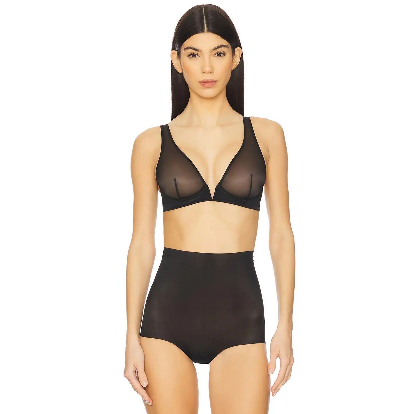 Commando Chic Mesh Plunge Underwire Bra in Black