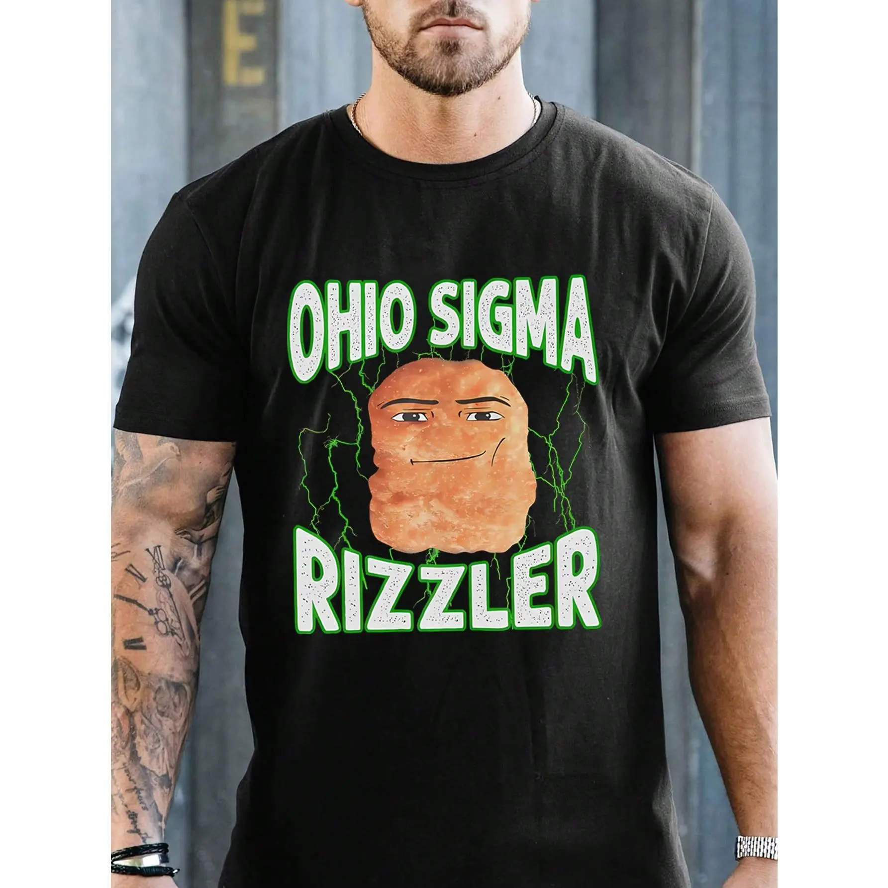 Men's Classic Basic 100% Cotton Crew Neck Short Sleeve T-Shirt - Humor Theme Digital Ohio Sigma Rizzler Graphic Print Casual Streetwear Menswear All Seasons Top