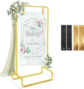 Wedding Sign Holder, 68”x32”x16.5” Adjustable Welcome Wedding Sign Stand with Leather Sign Hanging Straps, Sign Rack,Heavy Duty Easel Stand for Sign, Wedding Seating Chart Stand, Easel for Display