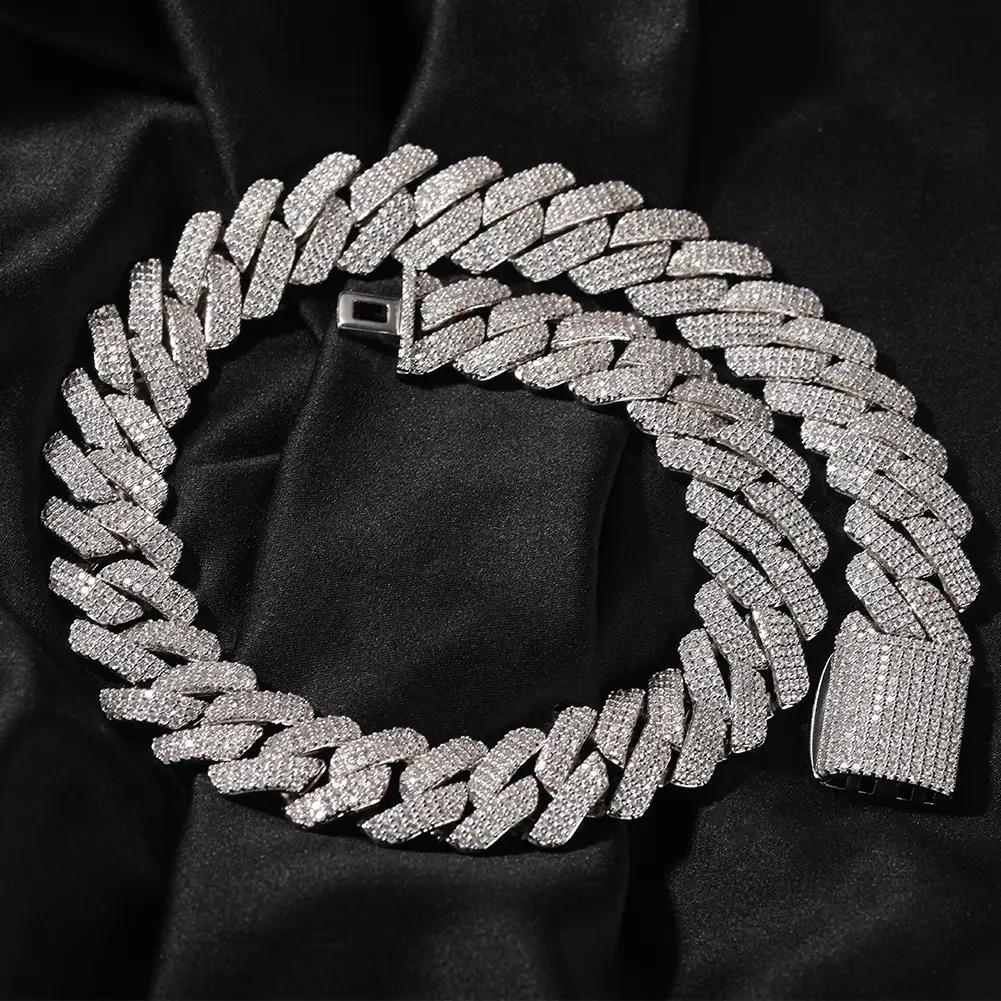 1-96  1-96-1  Hip Hop Rap Necklace Male Versatile Premium Sense Copper Inlaid Zircon 20mm Cuban Chain Jewelry