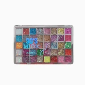 A box of 40-color sequin eyeshadow palette, Glitter Shimmer Eyeshadow, long-lasting eye makeup, blue, green, red and yellow, pearlescent matte multi-color stage makeup, fine glitter gold makeup