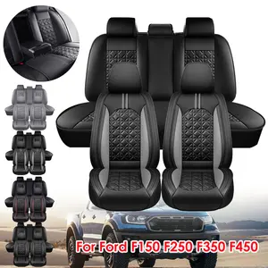 For Ford F150 F250 F350 F450 2009-2023 Pickup Car Truck 5 Seat Covers, Premium Leather Front Rear Cushions with Storage Bag, Full Coverage Automotive Seats Protectors 4-Season Usable