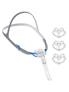 CPAP Nasal Pillows-Upgrade Nasal Pillow Under The Nose Silicone Mask Assembly, Replacement Accessory with Adjustable Headgear, Durable Frame, Tube and 3 x Nasal Pillow, Breathable, Soft, Reusable, Effective