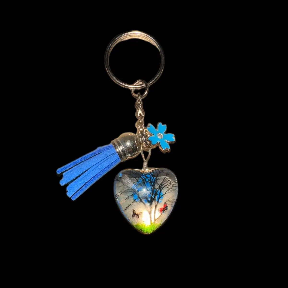 Resin flower charm keychain