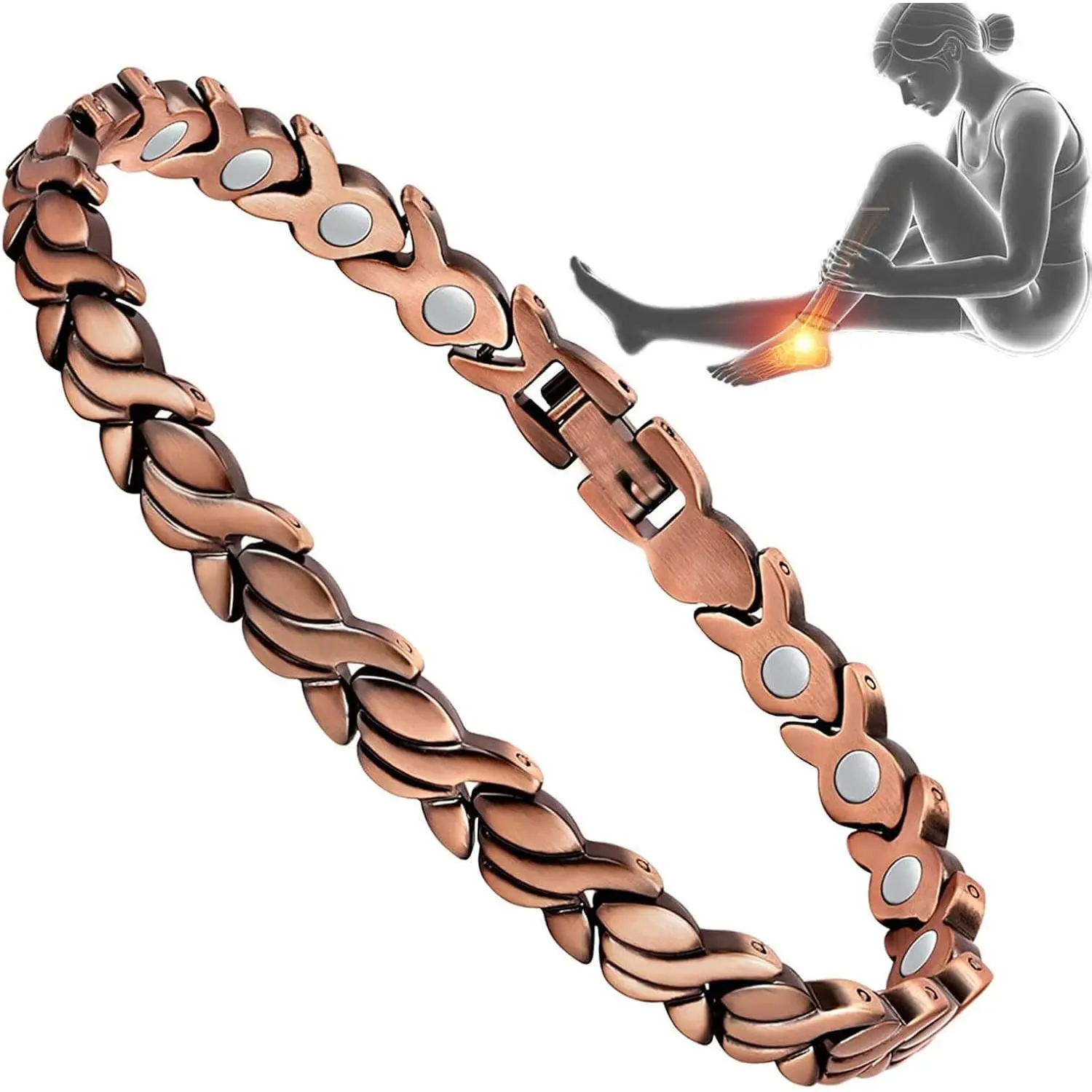 Magnetic Copper Anklets for Women Copper Ankle Bracelet for Women 99.99% Pure Copper with Magnets for Feet & Ankles (X Shape) Fashionable Jewelry Trendy Fashionable Accessories SpringStatements