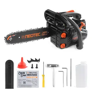 NEOTEC 25.4cc 12'' Top Handle Gas Chainsaw NCS2500E, 2-Stroke Lightweight Portable, Easy Start, Fuel-Efficient for Tree Cutting & Wood Pruning, Ideal for Women & Elderly Users
