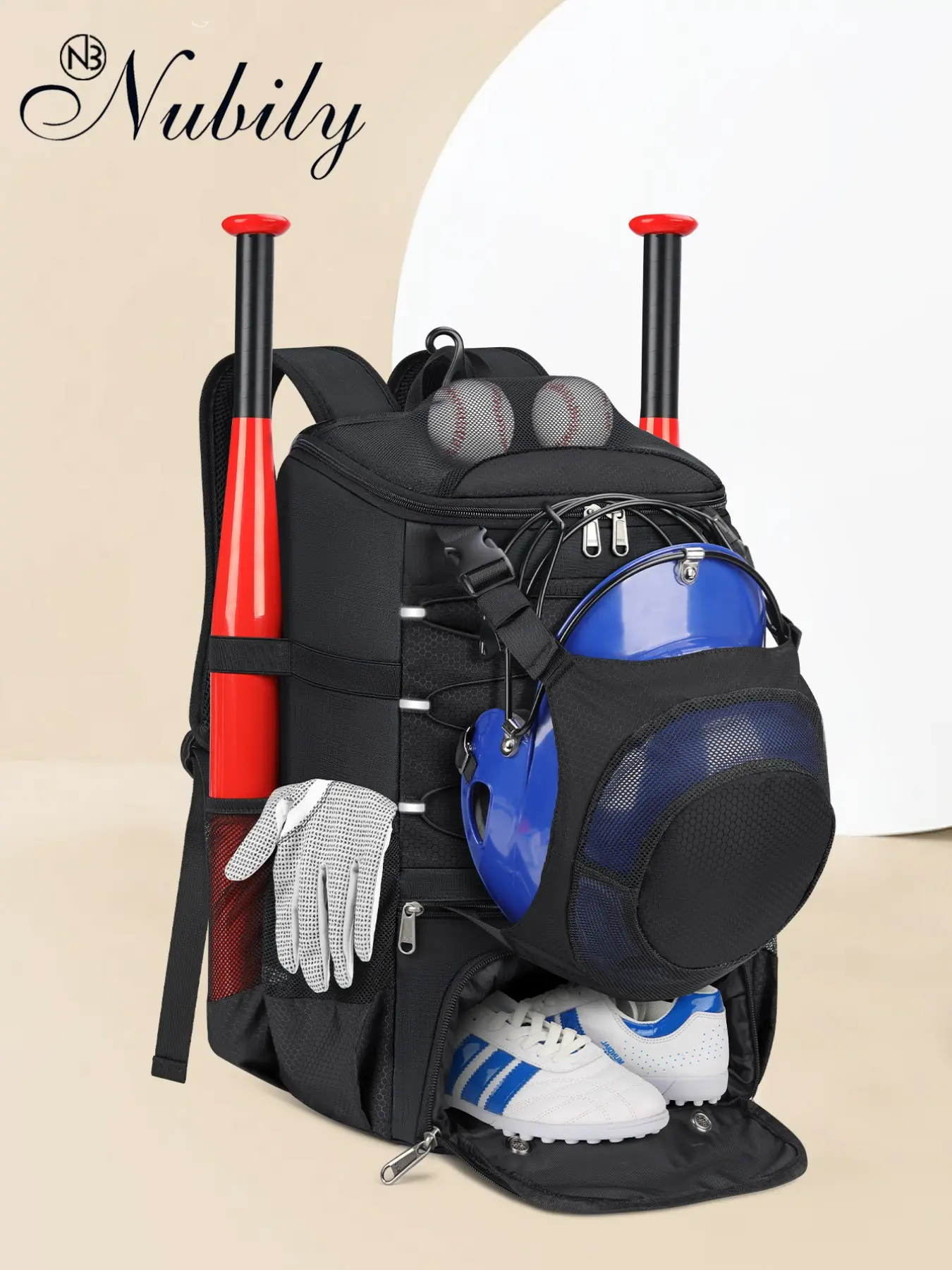 Lightweight Active Baseball Bag for Youth & Adults, Softball Bat Bag with Shoe Compartment, Organized Waterproof Backpack for T-Ball Gear
