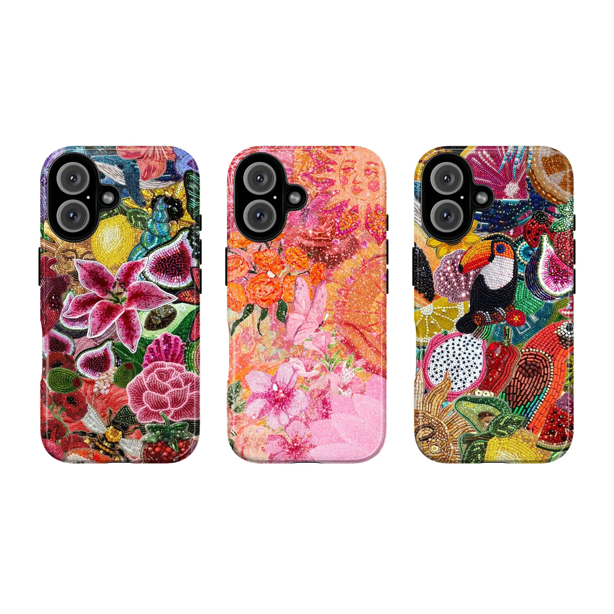 Mosaic Collage Phone Case for iPhone 11 12 13 14 15 16 Pro Max & Samsung Galaxy | Celestial Sun Floral Tile Art Design | TPU Protective Cover