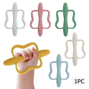 Baby Teething Toy, Sensory Teether, 1 Count Soft and Textured Teeth Relief Silicone Teething Toy, Soothing Sore Gums Baby Chew Toy