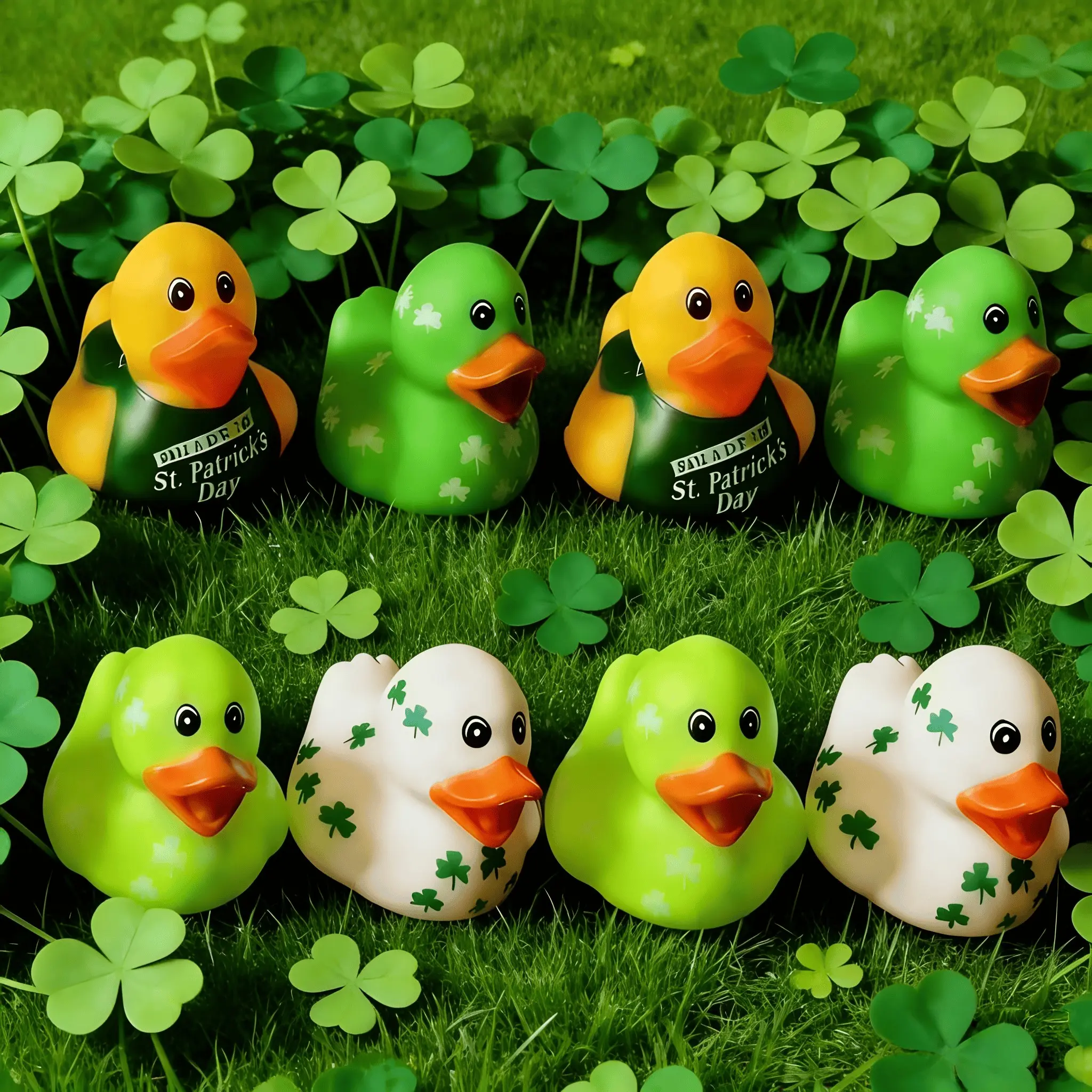 10/20/30PCS Novelty St. Paddy's Day(St. Patrick'S Day ) rubber Duck Green Party Decorative Duck Figurines| Glitter Green Floating Decor for Bath, Parades & Irish Festival |  Vinyl Figure, Party Decoration Supplies, Home Decoration Gift, Ornaments