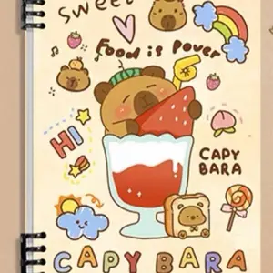 Capybara Notebook with Adorable Bear Bathing Design and Sweet Illustrations for Recording Good Times