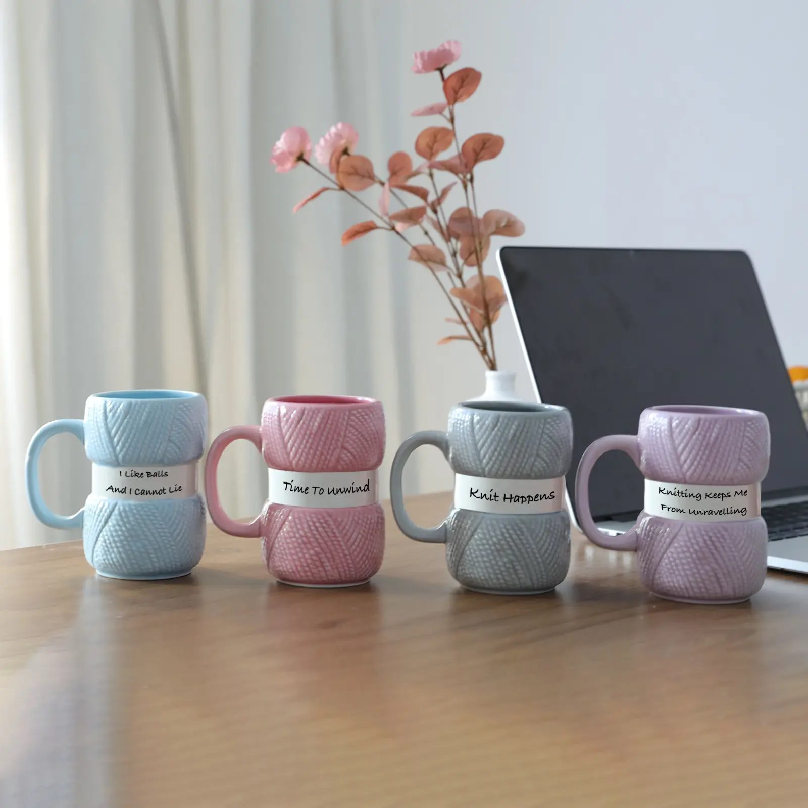 Novelty Knitted Gift Mug, Colorful Yarn Ball Cup, Coffee Mug, Perfect for Christmas, Birthday, or Mother's Day Gifts