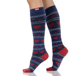 Sweetheart Stitch Cotton Compression Socks - Knee High Graduated Support 15-20 / 20-30 mmHg for Women & Men | Circulation, Nurses, Pregnancy & Travel Daily Wear Soft