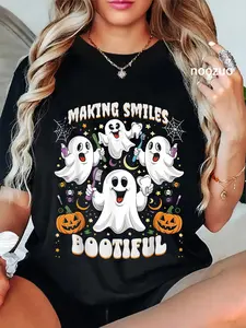 100% Cotton Making Smiles Bootiful Halloween Ghosts Funny Dentist Crew T-Shirt