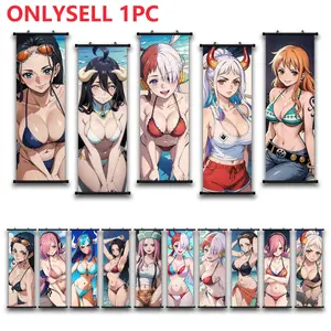 1pc Plastic Hanging Painting, Cute Anime Swimsuit Girl Wall Art Canvas Poster, Vibrant Cartoon Print, Cartoon Kawaii Character Art Print, Durable, Ready to hang, Ideal For Bedroom, Office, Living Room, Home Decoration