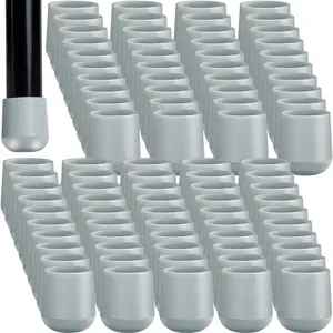 144 Pcs Folding Chair Leg Caps, 7/8 Inch Heavy Duty Plastic Round Chair Covers, Grey Furniture Leg Feet for Hardwood Floor Protectors