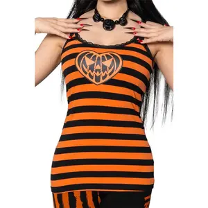 Pumpkin Striped Lace Cami Top