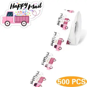 Cartoon Car Pattern Sticker (500pcs/roll), Self Adhesive Durable Decorative Sticker, Decor Sticker for Gift Greeting Card Water Bottle Laptop Phone, Gift Wrapping Accessories