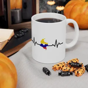 Colombia Heartbeat Flag Mug | Ceramic Coffee Cup