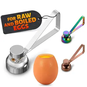 Egg Cracker Tool for Raw Eggs Egg Shell Opener for Soft-Boiled Shell Tops Stainless Steel Topper with Ergonomic Adjustable Effort Clean Cut Design for Breakfast Prep Custards & Baking Silver