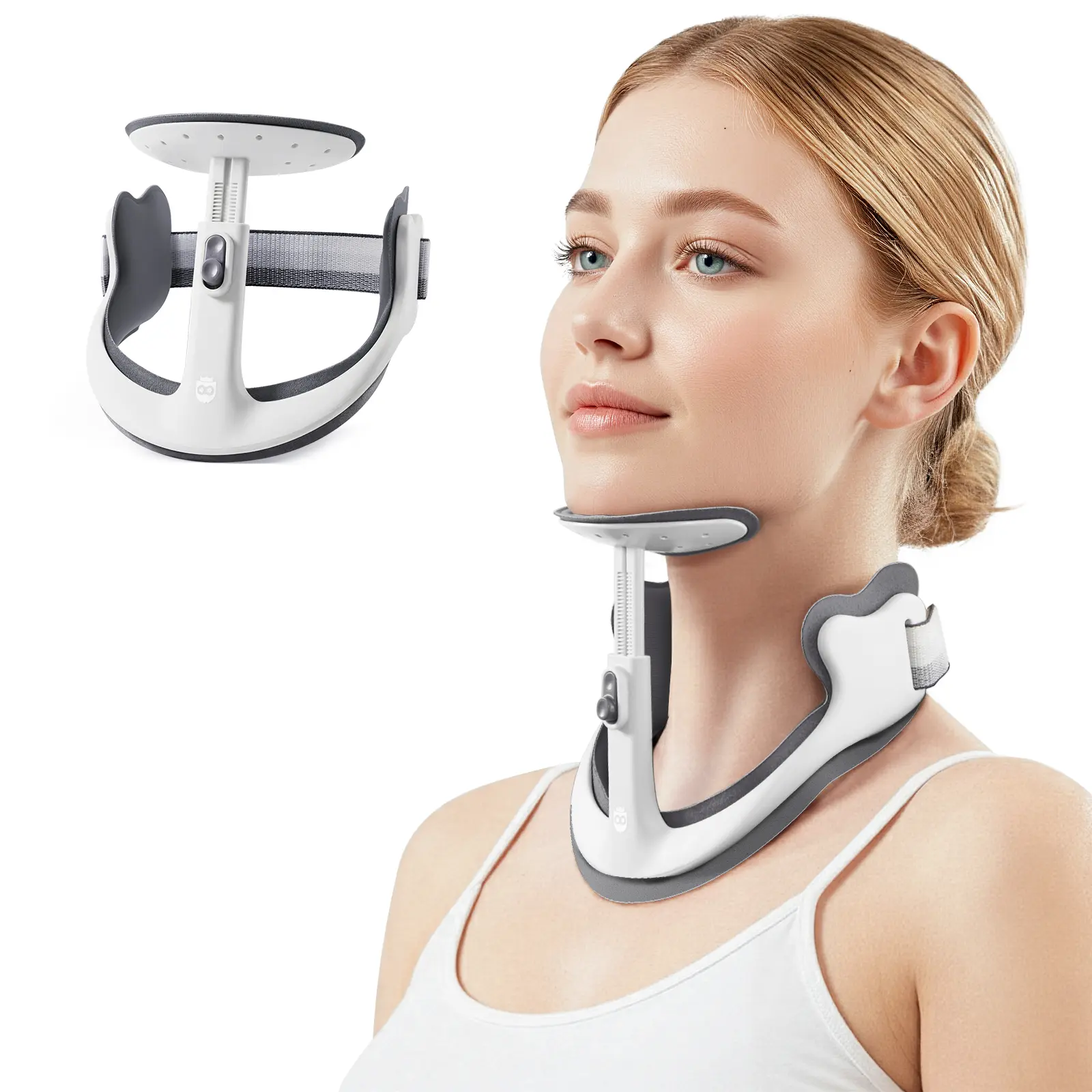 Owlprince 5th Gen Adjustable Neck Ergonomic 4-Point Neck Support – Adjustable Posture Trainer for Tech Neck Relief, Spine Alignment & Daily Comfort