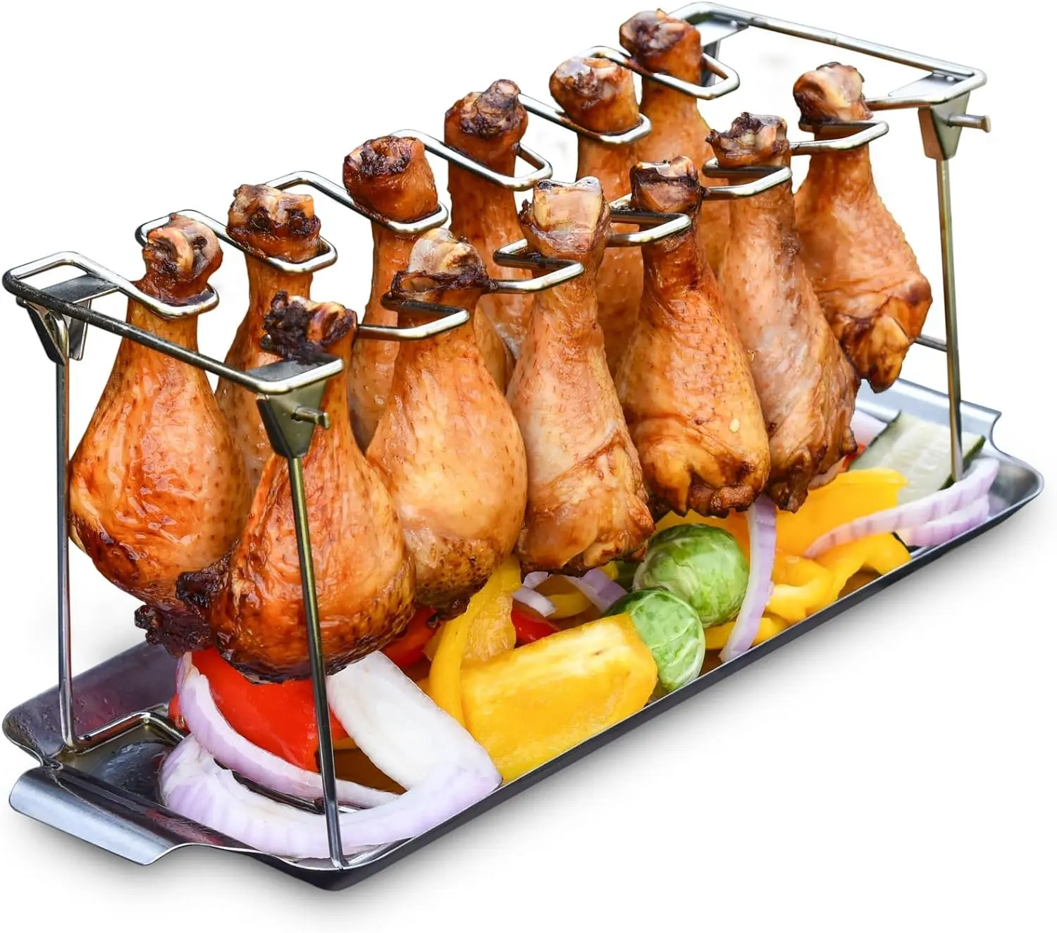Metal chicken drumstick rack multi grid chicken leg grill rack dishwasher safe non stick barbecue rack father day gift kitchen gadgets Utensils Smoker