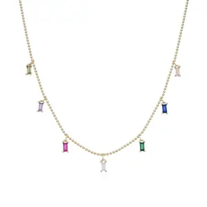 Rainbow Luxe Necklace with Multicolor Gemstones and Beaded Chain for Elegant Everyday Wear
