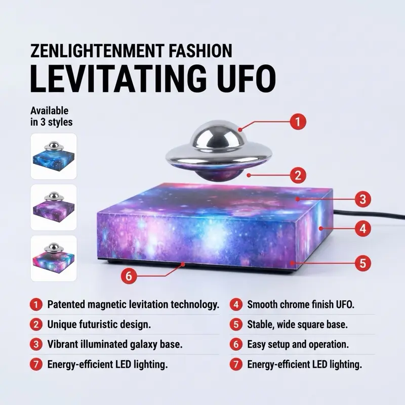 Futuristic Magnetic Levitation UFO - Patented Magnetic Levitation Technology - Ideal Christmas Gift for Tech Enthusiasts