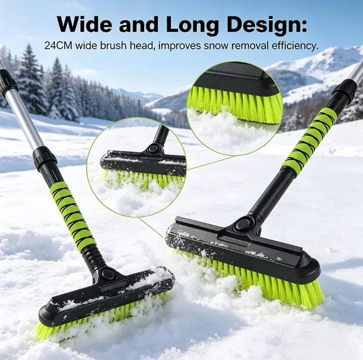 Telescopic Car Windshield Ice Scraper Snow Brush, 21.3-31.8 in Extendable Handle with EVA Foam Grip, Paint-Safe Auto Winter Tool, Father’s Day Gift
