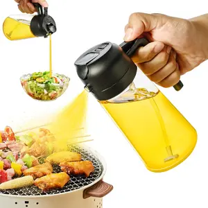 Oil Dispenser Bottle for Kitchen, 2 in 1 Olive Oil Sprayer and Oil Dispenser, Oil Spray Bottle 500ML/ 17OZ for Cooking, Kitchen, BBQ, Air Fryer, Salad, Baking(1pcs Black)
