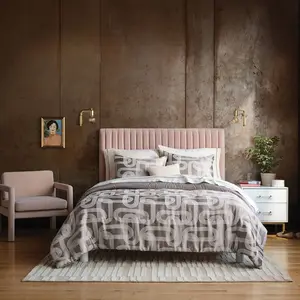 8pc Queen Jacquard Chain Link Comforter and Sheet Set Taupe - Threshold