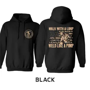 Weld Like a Pimp Hoodie & T-Shirt - Funny Welding Graphic Sweatshirt with American Flag, Double-Sided Print Workwear for Men and Women