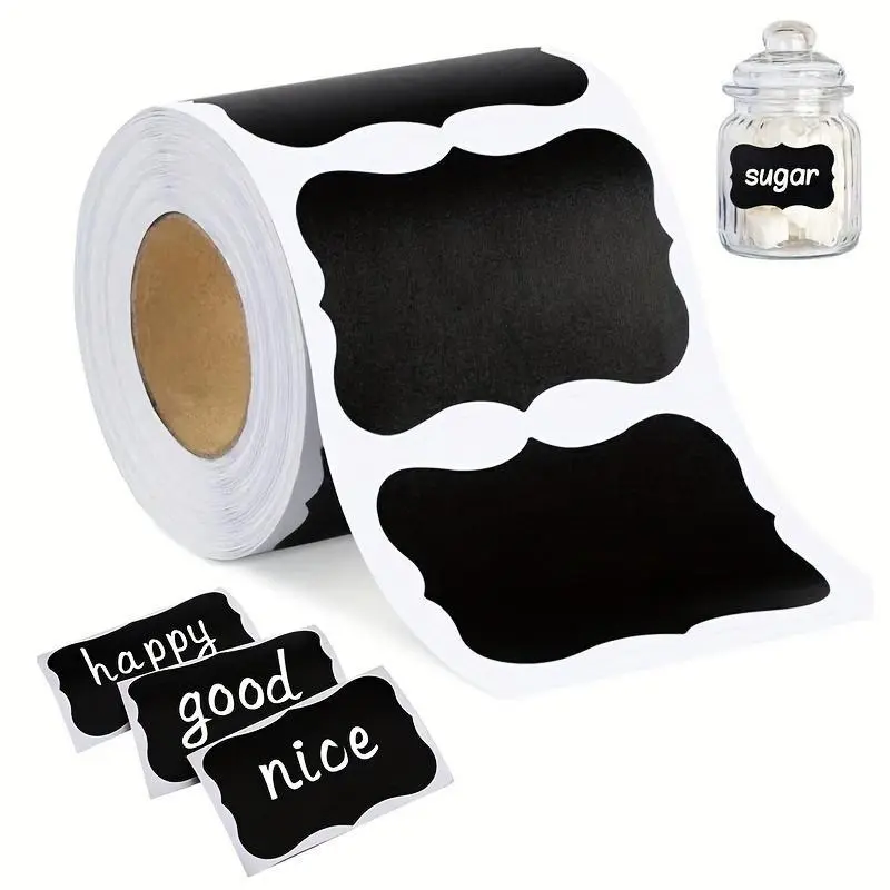 150/300pcs Chalkboard Labels Waterproof Reusable Blackboard Stickers Adhesive Stickers Decorative Decal For Mason Jars, Parties Decoration, Craft Rooms, Weddings, Storage, Organize Your Home & Kitchen