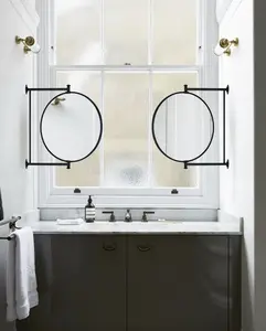 TEHOME Circular Cornered Rectangular Metal Framed Wall Vanity Mirror for Bathroom ,Multipel Colors, Rotatable Pivot Design