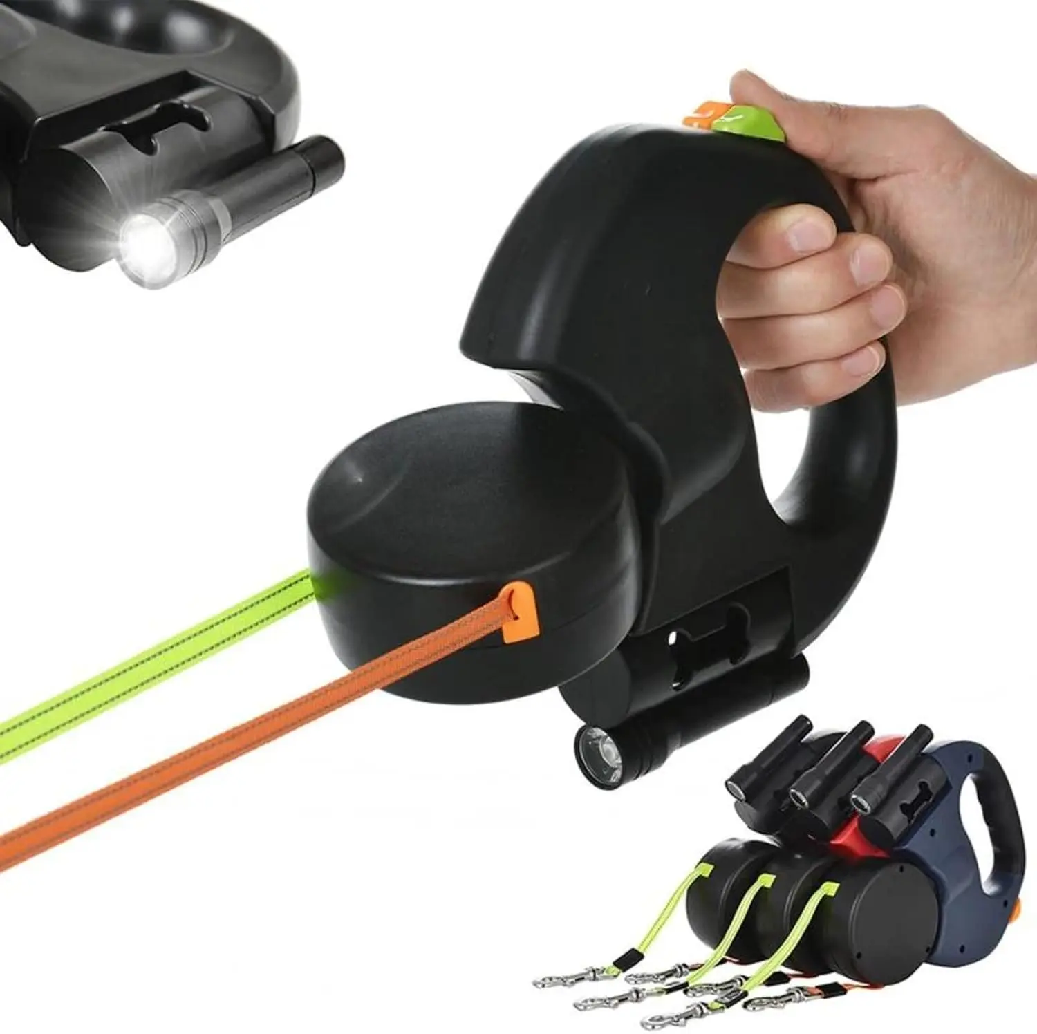 Retractable Dual Dog Leash for 2 Small-Medium Dogs - 10ft Tangle-Free Lead with 360° Swivel Head, Anti-Slip Handle, Stainless Steel Bowl, Harnesses - Lightweight for Daily Use, Hiking/Light Outdoor (Sports & Outdoor Protective Gear, Leads & Harnesses)