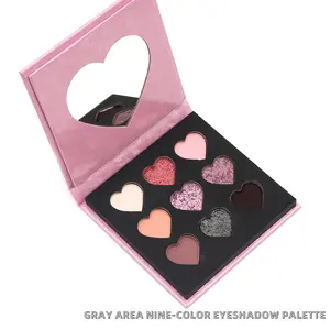9-color heart-shaped multi-functional eyeshadow palette, Matte pigmented palette, featuring metallic, pearlescent, matte textures, long-lasting, smoky Y2K-style makeup, suitable for natural radiance and bold daily looks, an essential item