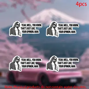 4pcs-The big lebowski, Your Opinion Sticker-car stickers for doors, windows, laptops, luggage, furniture and bumpers-durable adhesive vinyl material