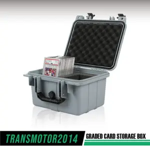 Graded Card Storage Box Deep Travel Size Waterproof Case Slab Protector Gray