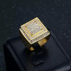 Real Ring Hip Hop With Real Cubic Zirconia Lab No Tarnish in 14K Gold Plated