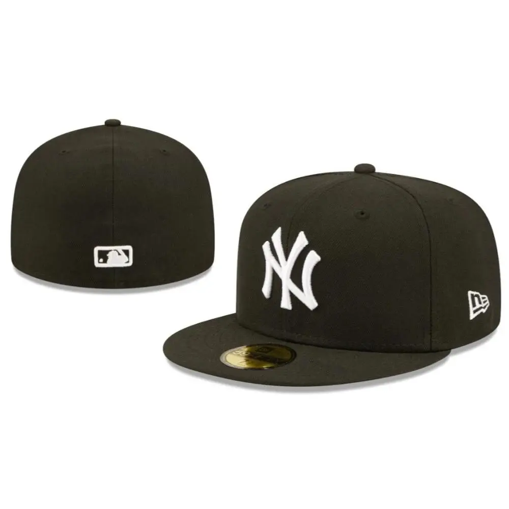 New Era 59FIFTY New York Yankees Fitted Cap Blue White Logo Flat Brim MLB Baseball