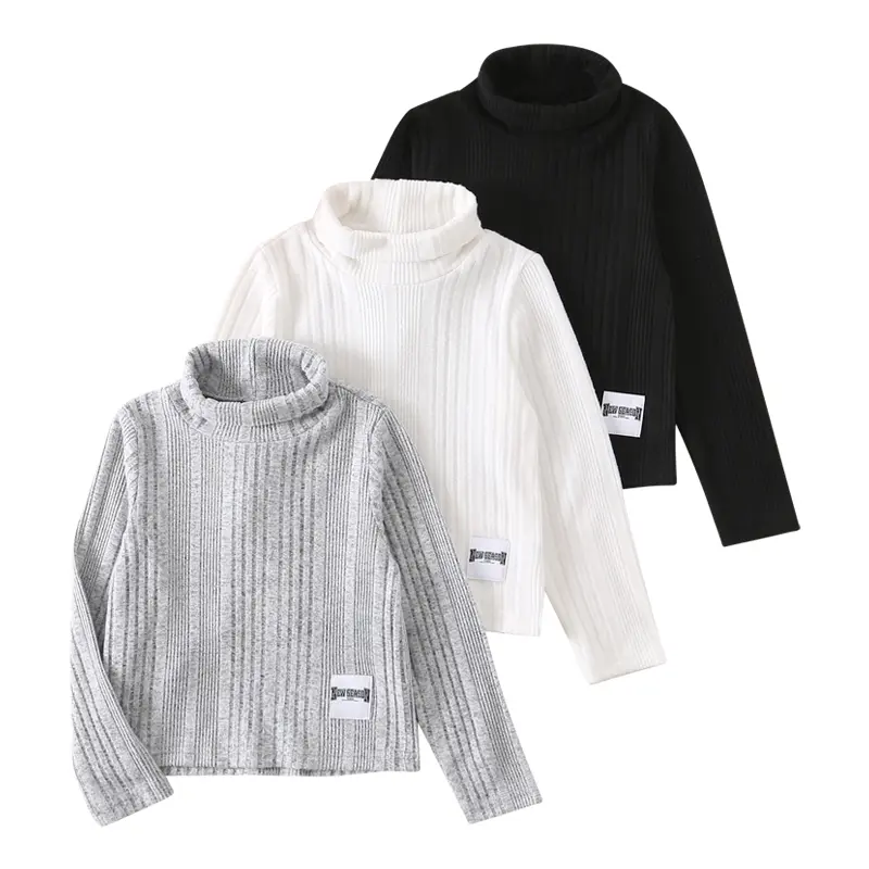 Girl's Ribbed Knit Turtleneck Long Sleeve Pullover Sweater, Polyester Fiber Medium Length Cute Look Hot Top, Fall Winter Clothes for 4-12Y (Incl. 11-12Y), Breathable