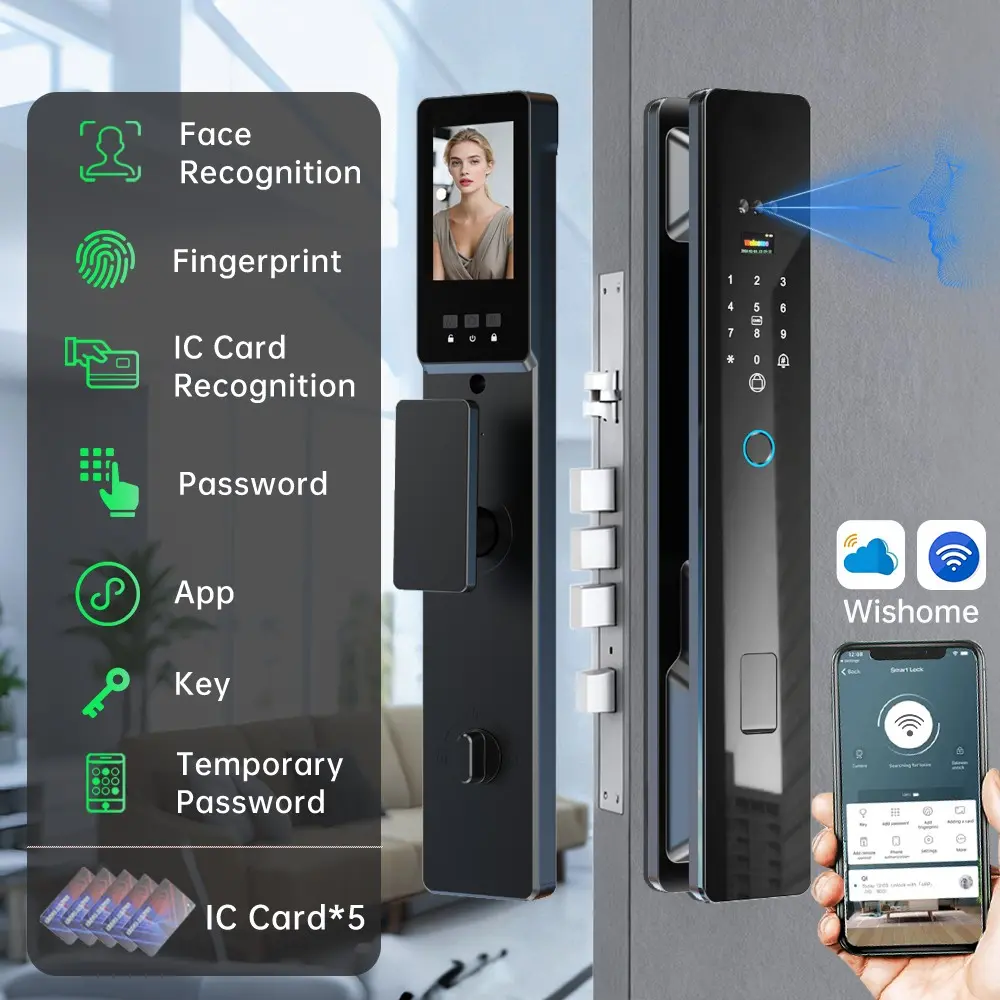 WiFi Wishome Smart Lock APP Control, 3D Face Recognition Fingerprint Password, Camera Enabled Intelligent Door Lock, Home Security System, Biometric Door Lock, Electronic Door Lock, Digital Lock, Door Safety Lock