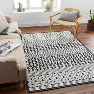 Drago Black Trellis Washable Rug - Clearance